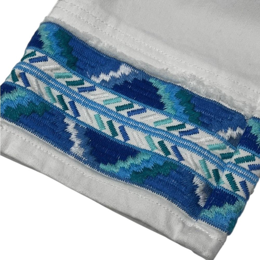NWT APNY | Southwestern Cuff Cropped Straight Pull On White Denim Jeans 10‎ - Picture 7 of 10